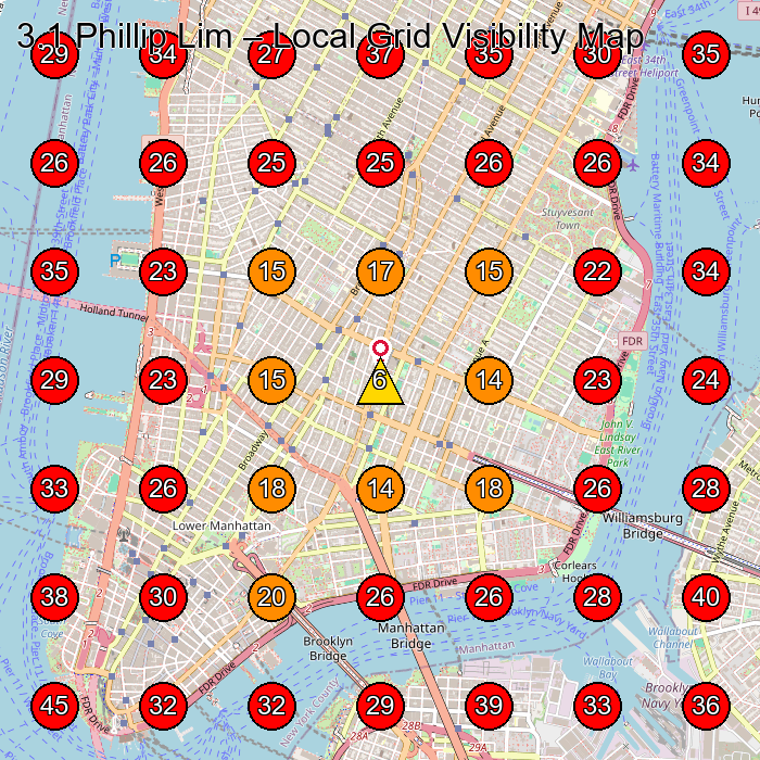 3.1 Phillip Lim GeoGrid visibility map for Cannabis Store in New York